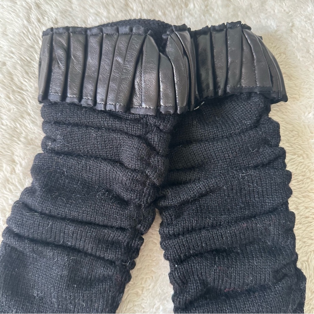 NWOT Portolano Merino Wool Long Gloves with Leather Accent - Picture 3 of 6